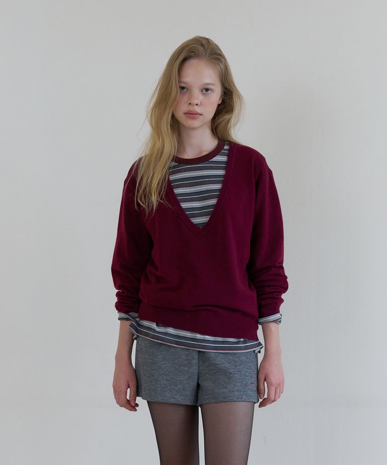 Hush deep v-neck knit (plum)