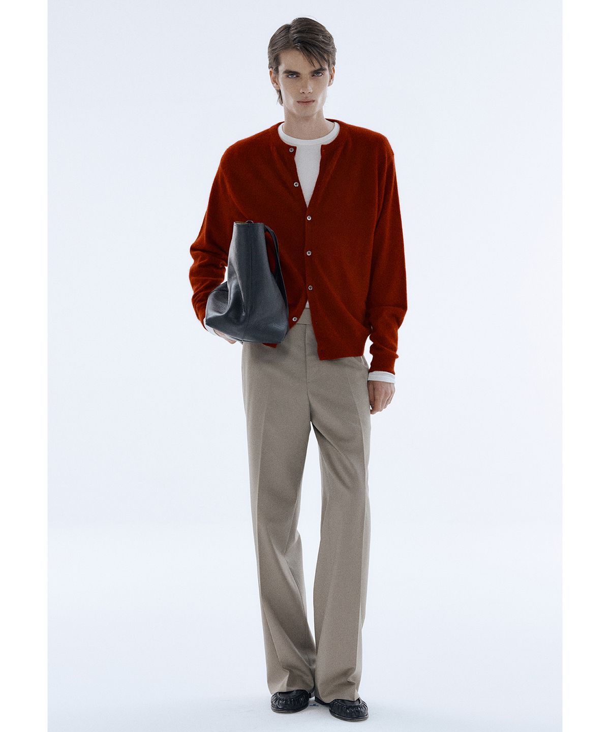세비지(SAVAGE) Raccoon Round Neck Knit Cardigan - Red