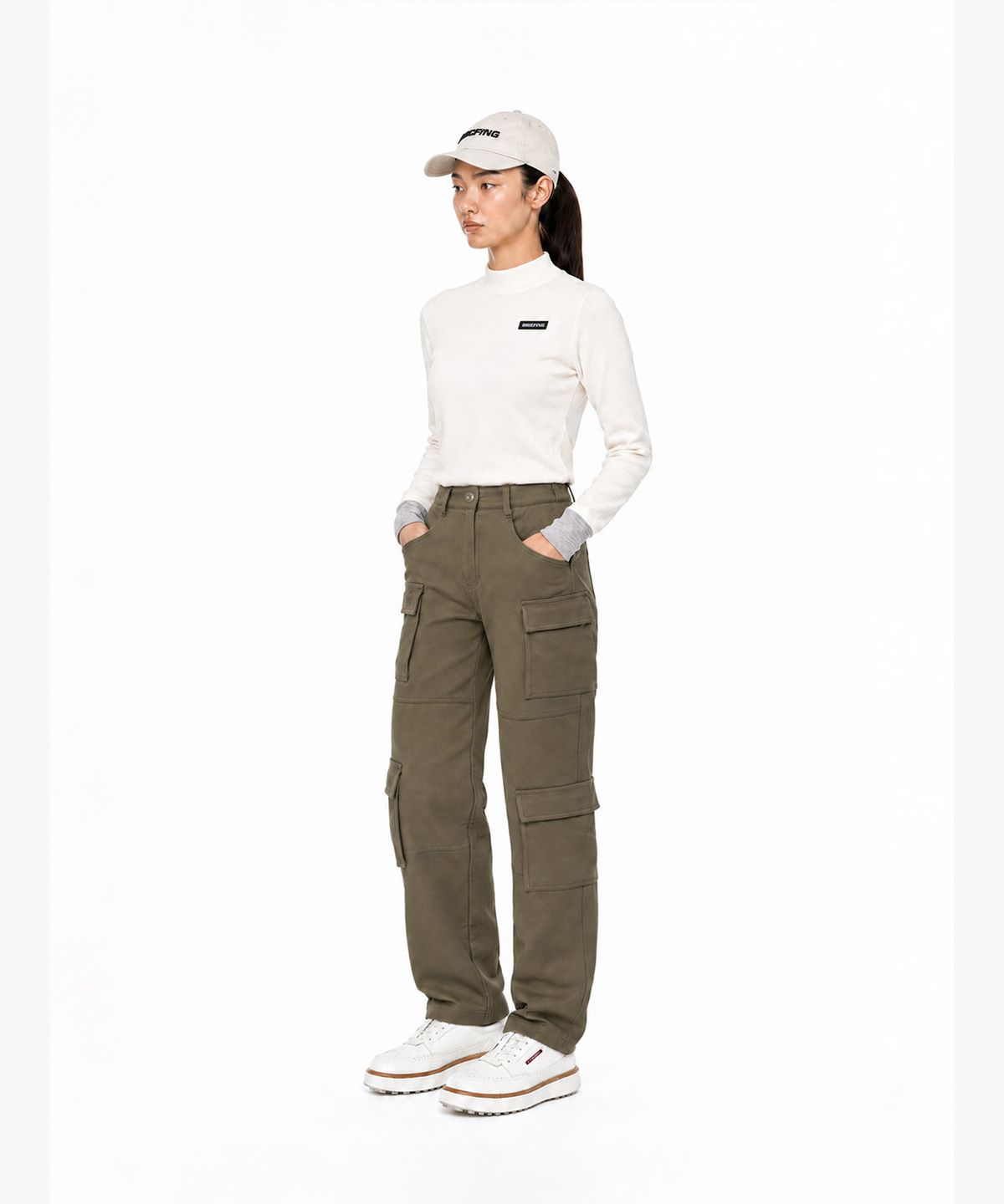브리핑 골프(BRIEFING GOLF) 여자 멀티 카고 팬츠_브라운
