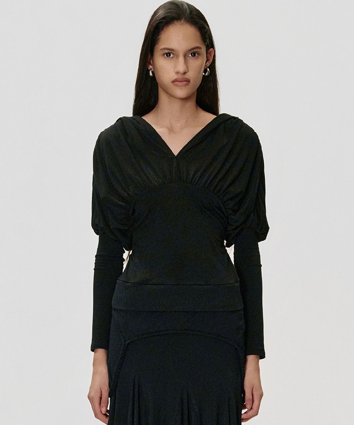 킴지수(KIMZISU) Draped Volume Hooded T-shirt_BLACK