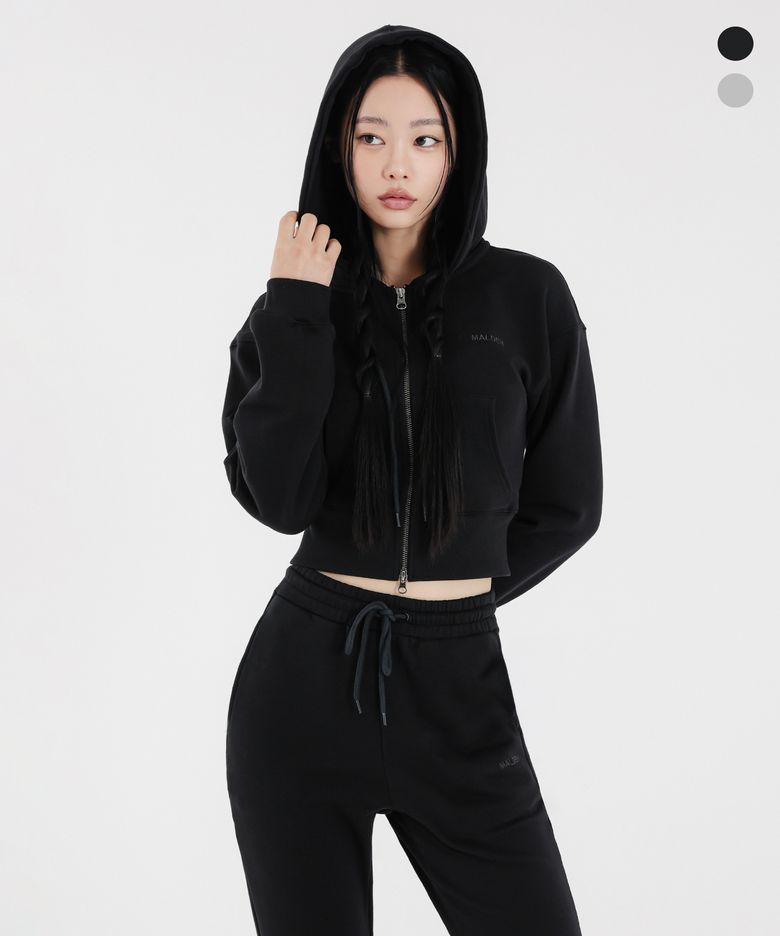 심볼 로고 크롭 후드집업