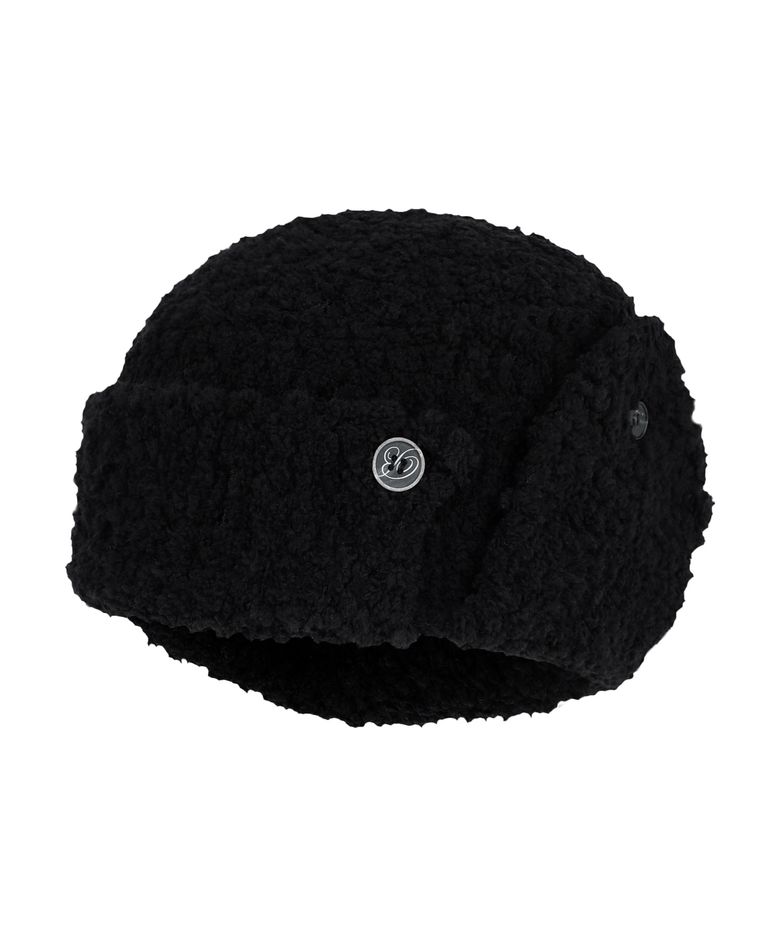 BUTTON EAR MUFF BEANIE (BLACK)