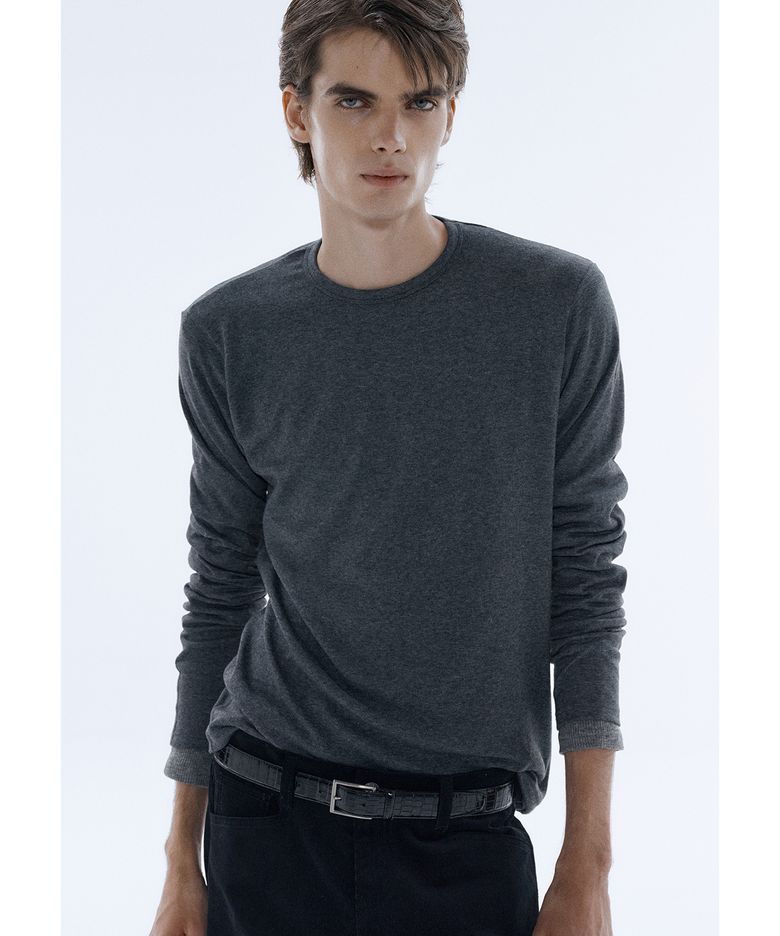 Wool Jersey Crewneck Long Sleeve - Charcoal