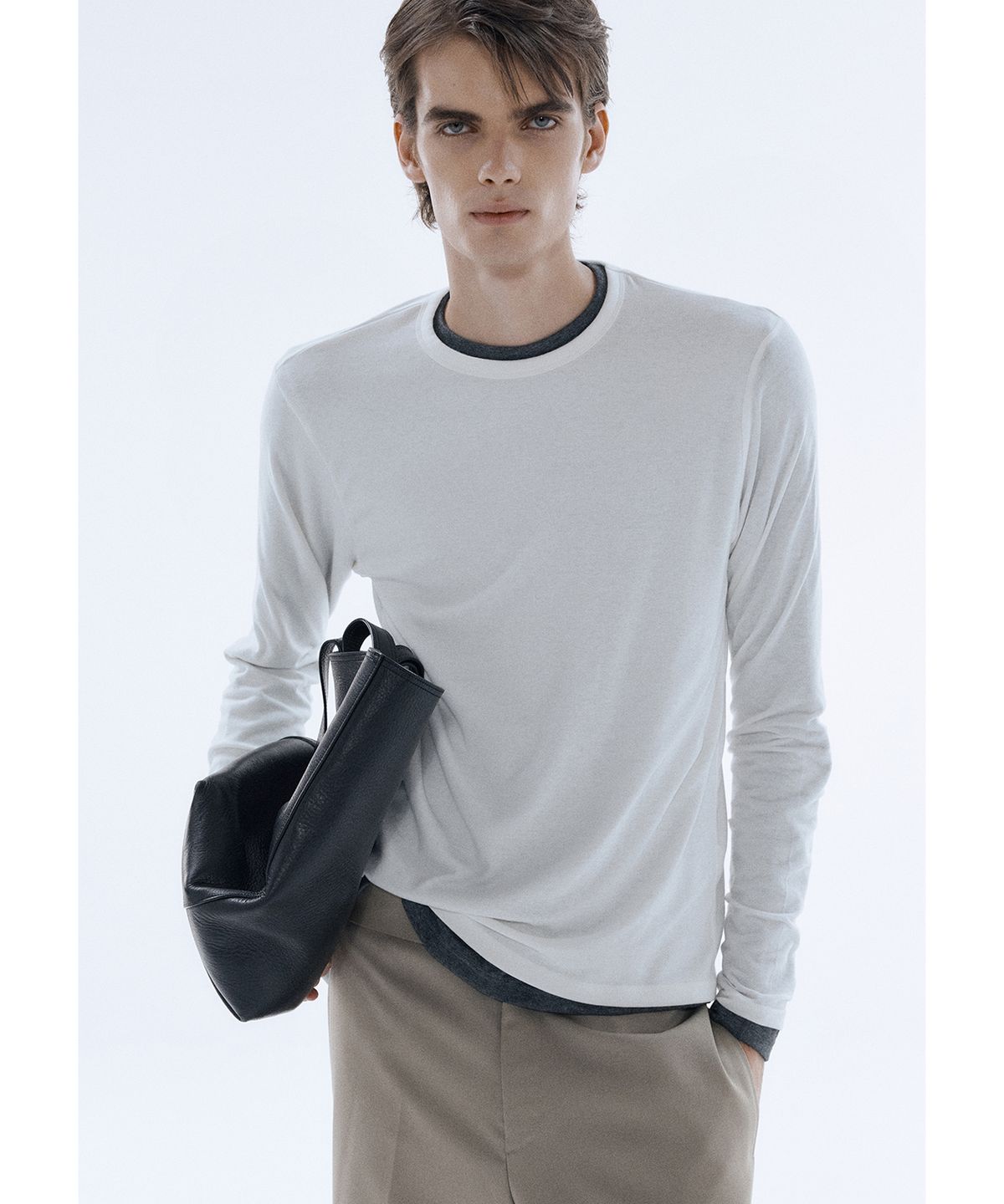 세비지(SAVAGE) Wool Jersey Crewneck Long Sleeve - Ivory