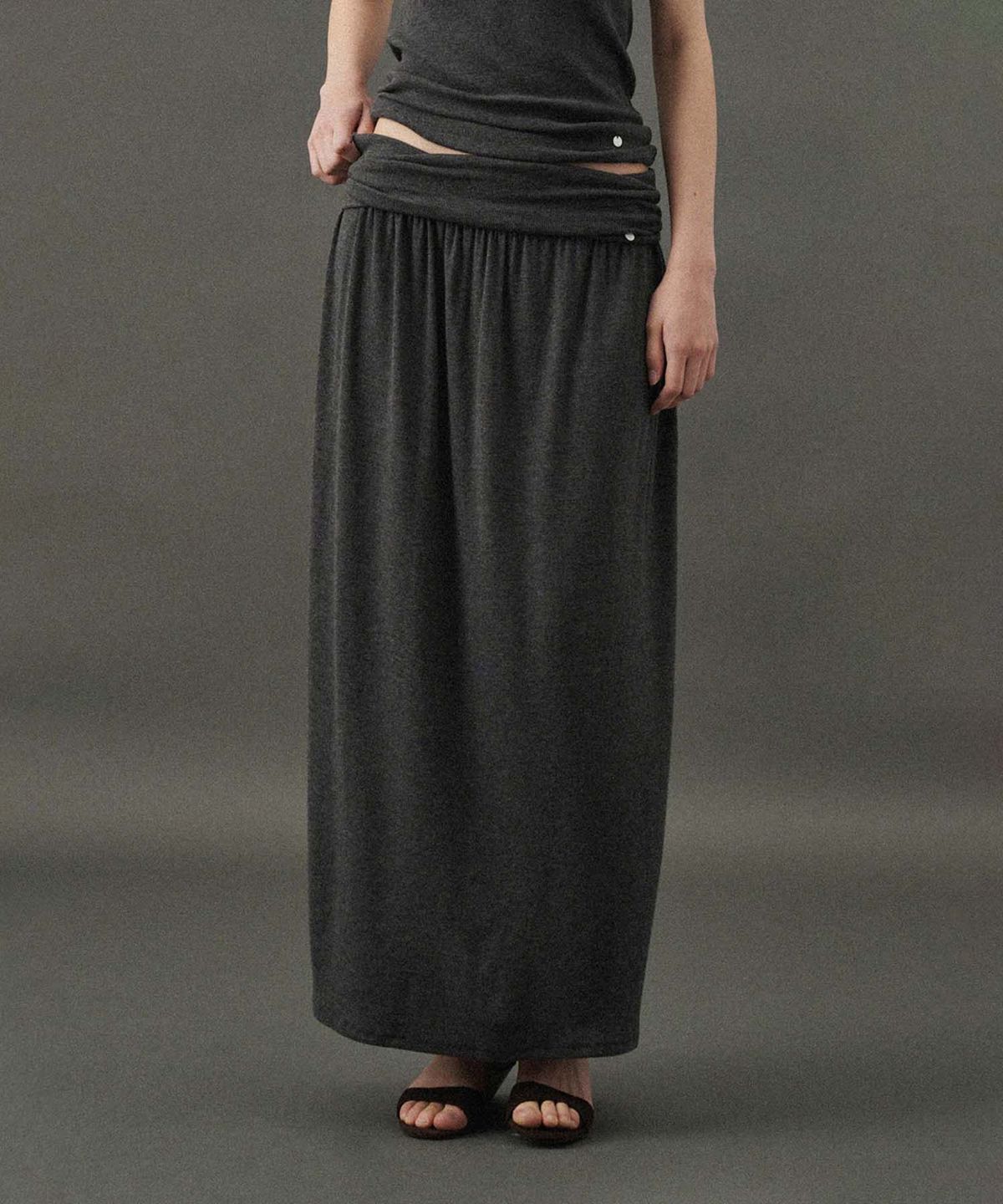 플라드주르(PLATDUJOUR) Angora soft skirt (Grey)