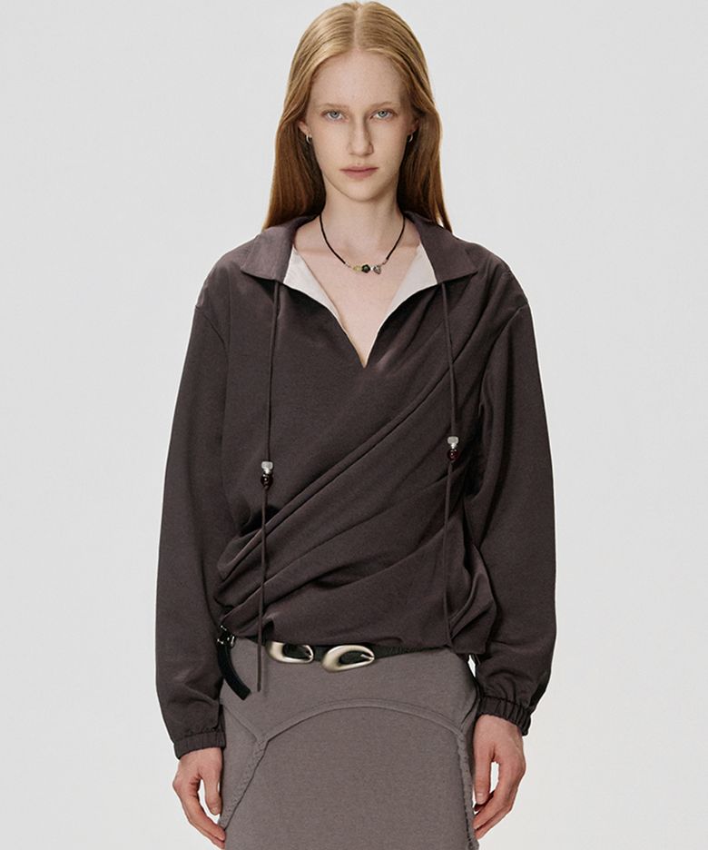 Twisted Drape Jumper_PLUM BROWN