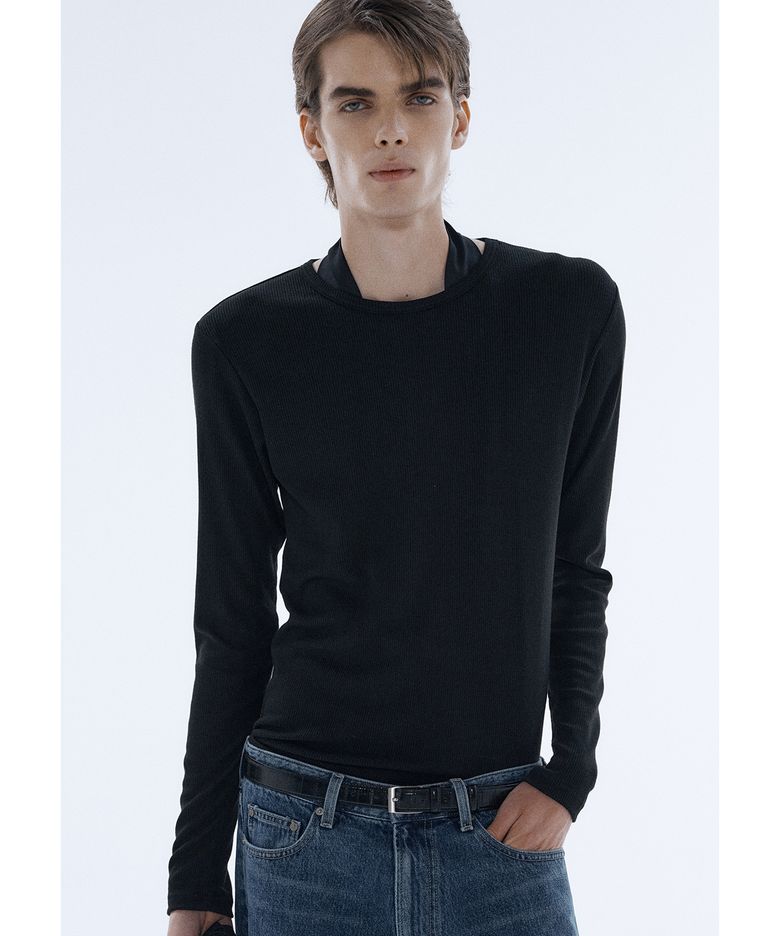 Ribbed Jersey Long Sleeve - Black