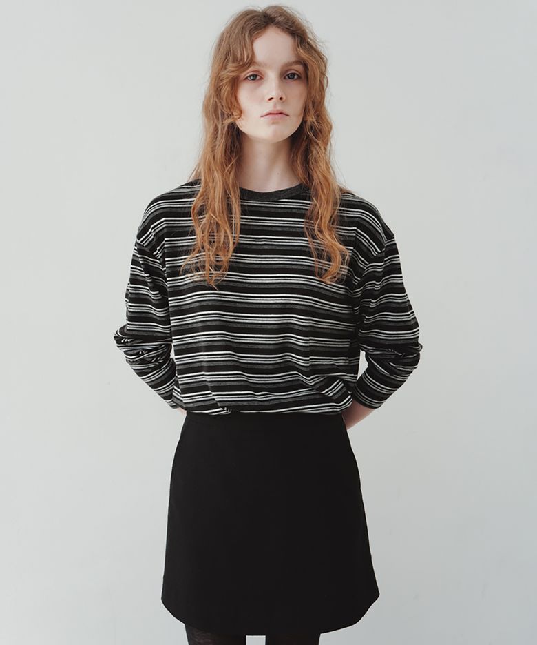 striped crew-neck top (black)