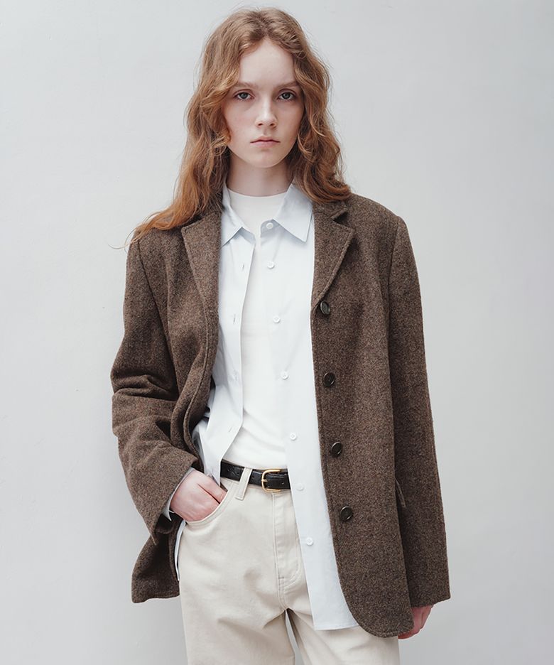 wool single-breasted blazer (khaki)