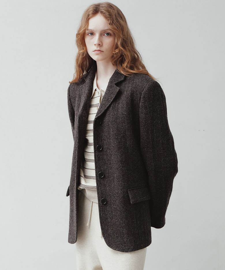 wool single-breasted blazer (charcoal)