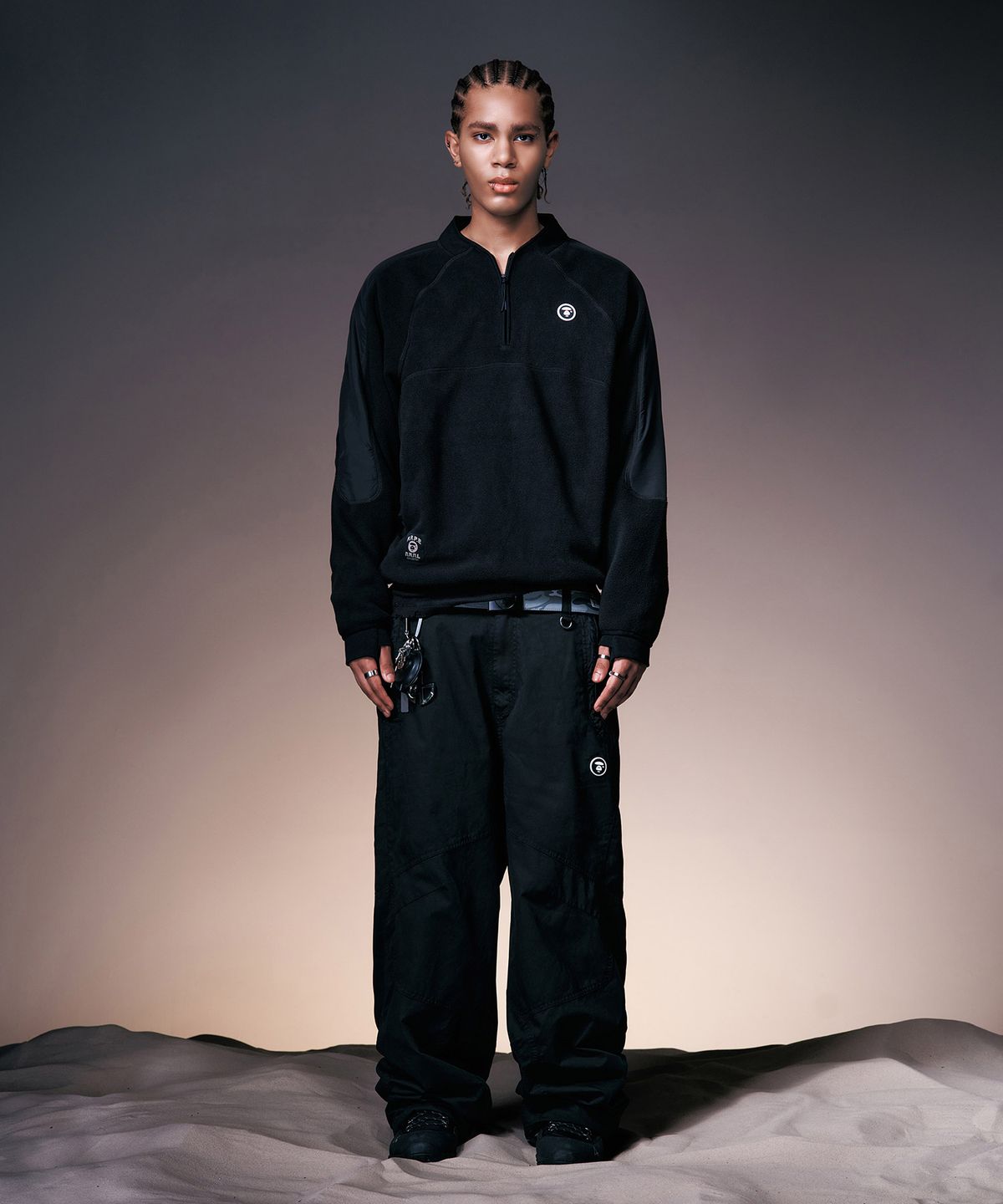 에이프(AAPE) AAPE X NMNL FLEECE HALF ZIP-UP - BLACK