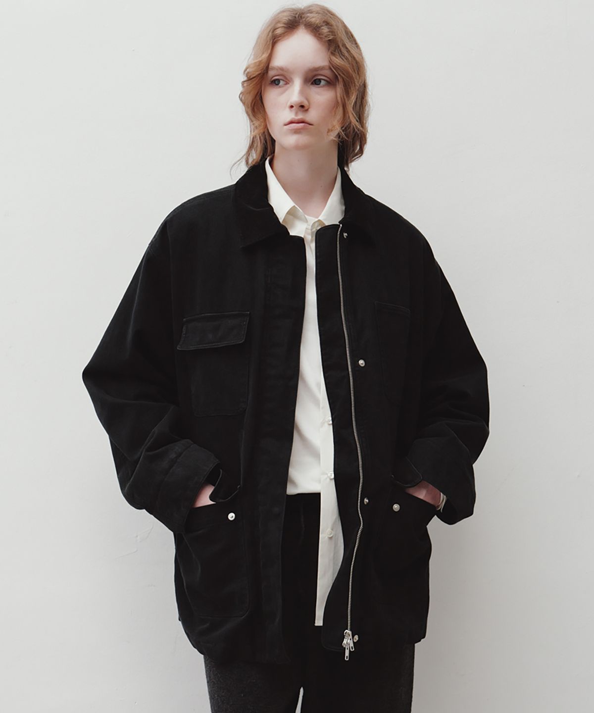 르(LE) washed cotton field jacket (black)