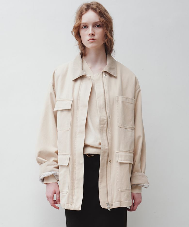 washed cotton field jacket (beige)