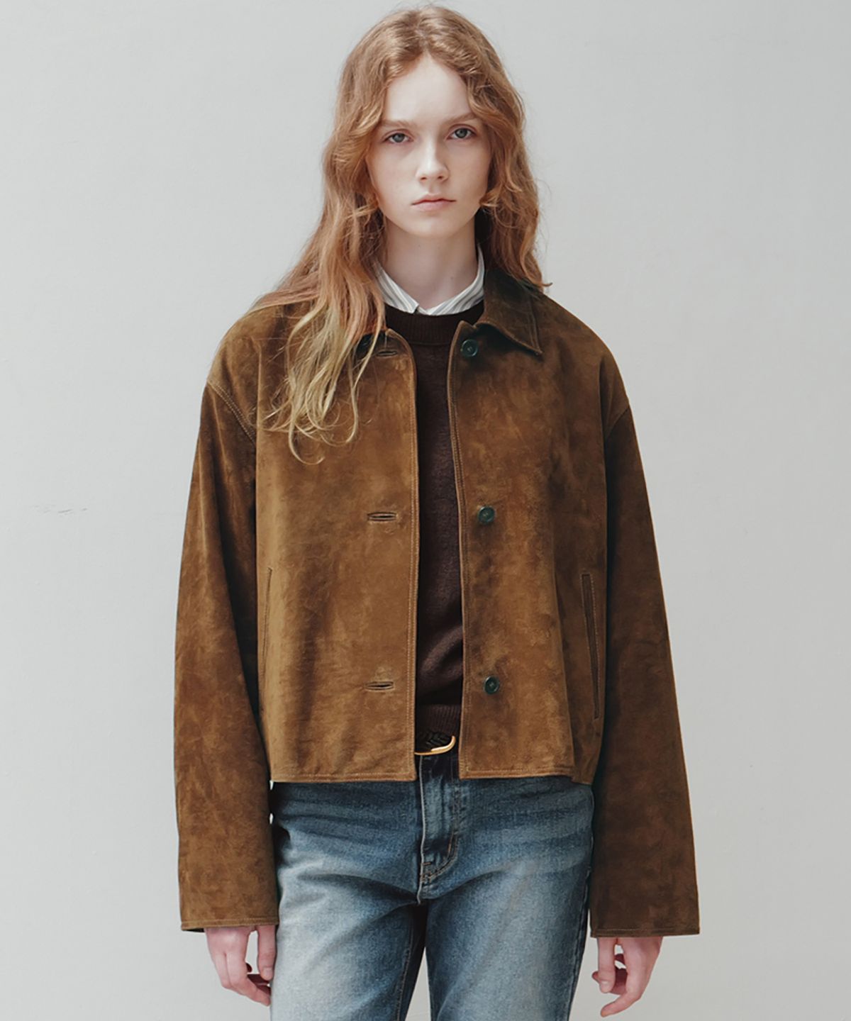 르(LE) suede boxy jacket (camel)