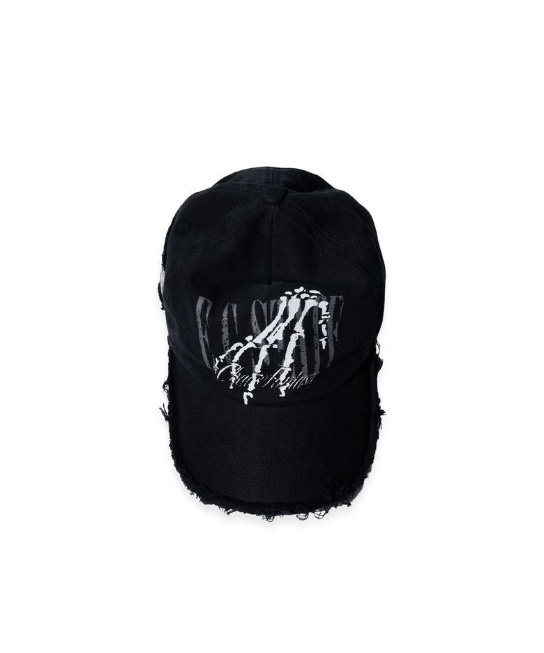 Skull Hand Raw Edge Cap (Black)