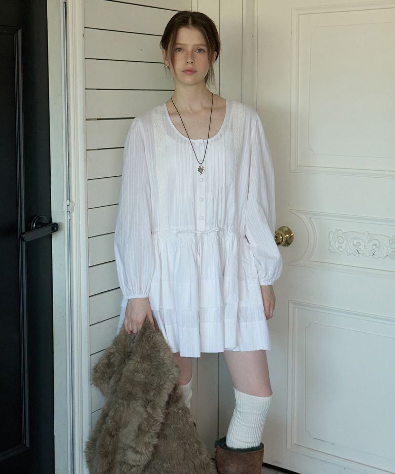 Lyra lace mini dress (ivory)