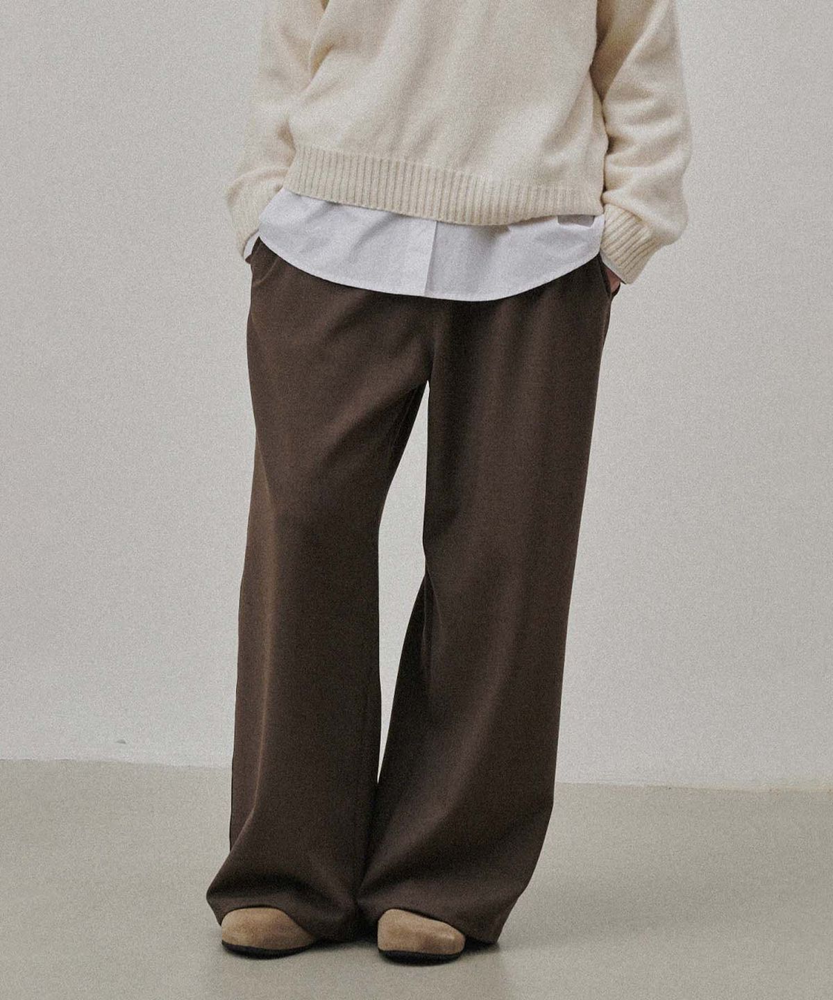 플라드주르(PLATDUJOUR) Wool string pants (Brown)
