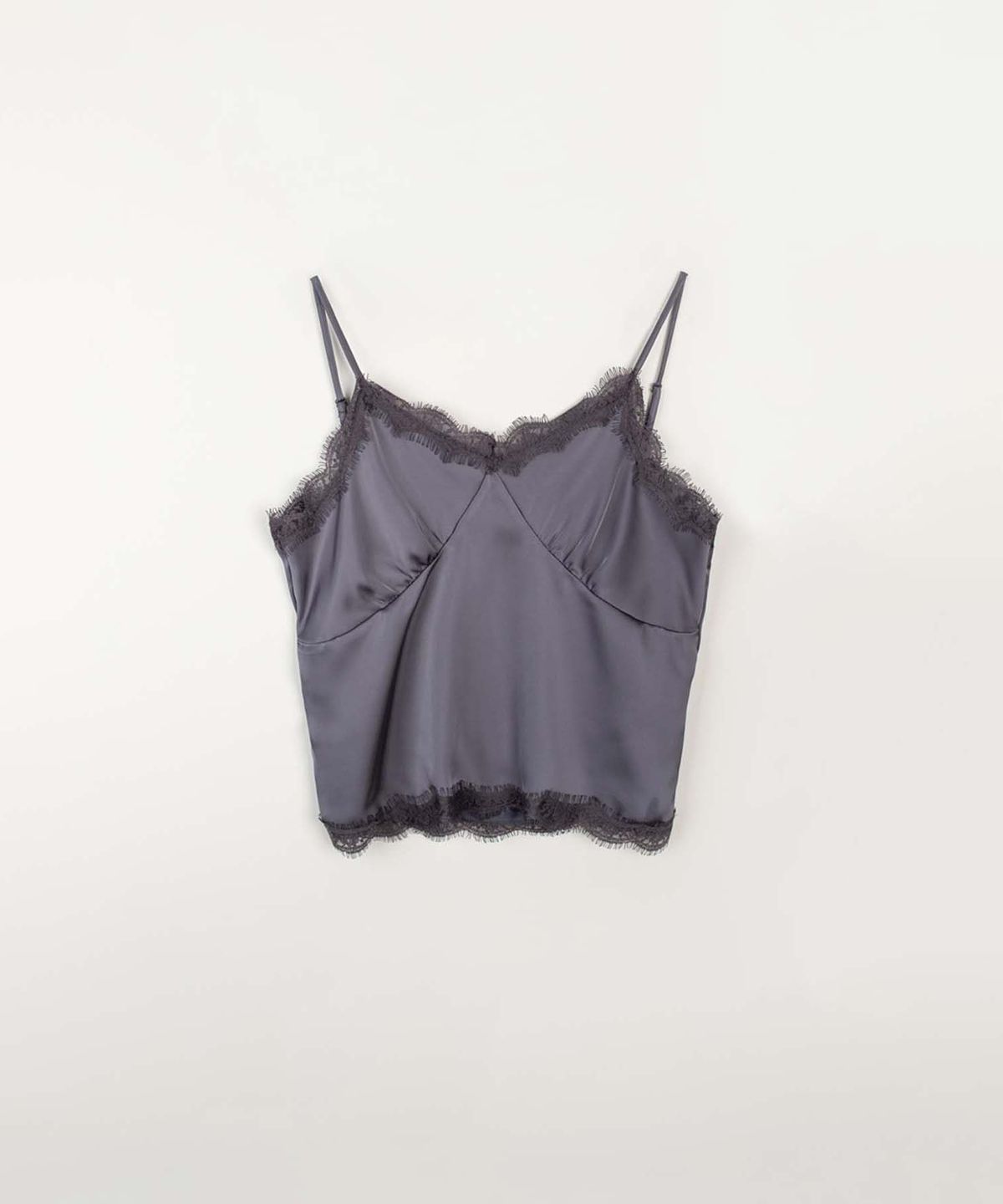 플라드주르(PLATDUJOUR) Satin lace sleeveless (Grey)