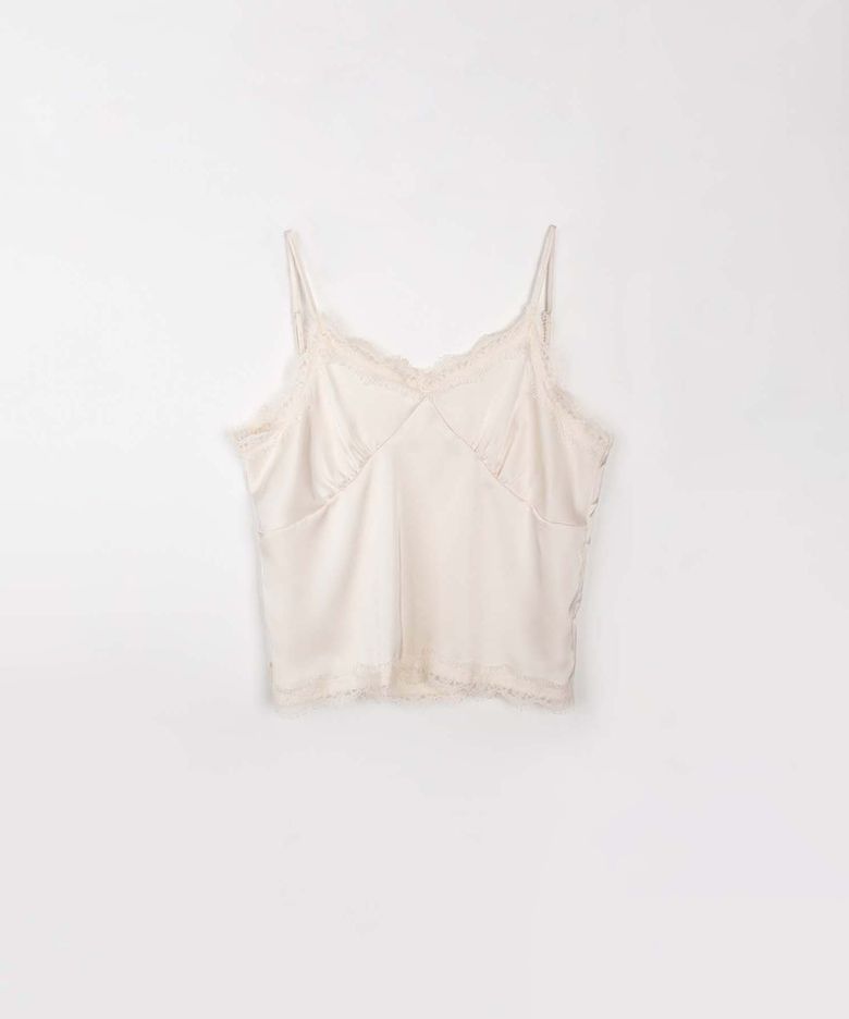 Satin lace sleeveless (Ivory)