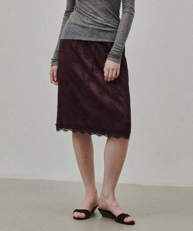 Satin midi skirt (Wine)