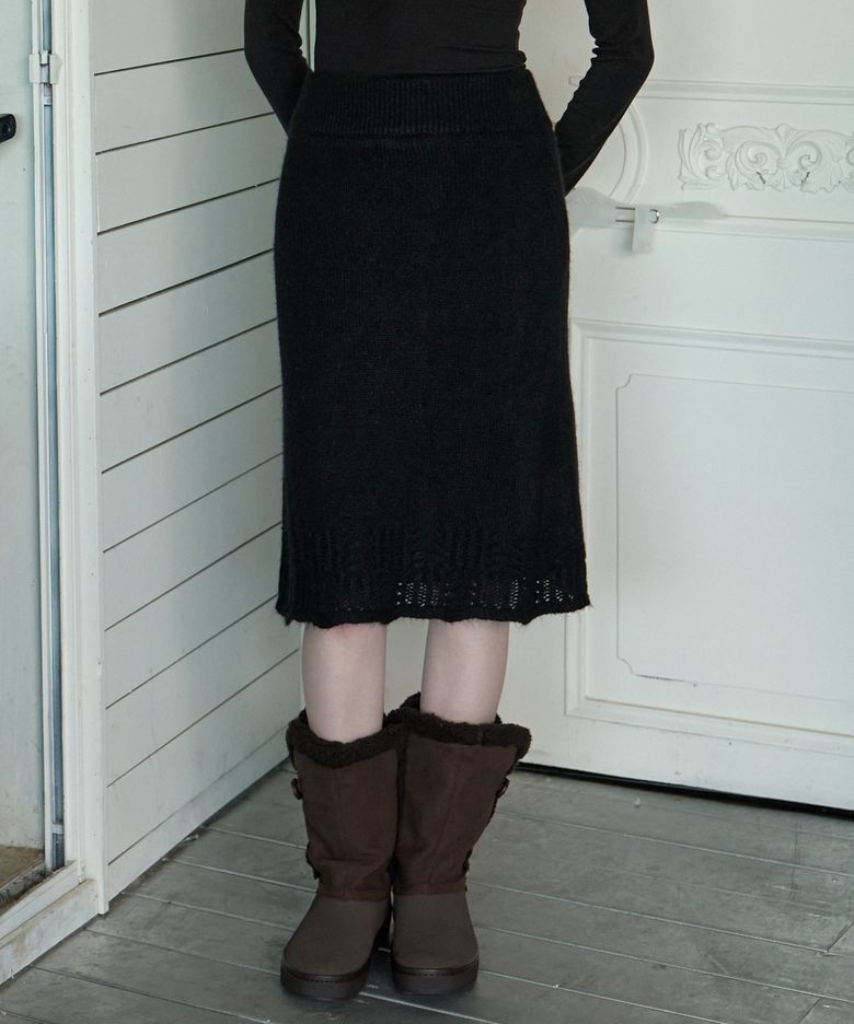 Shimmery knit skirt (black)