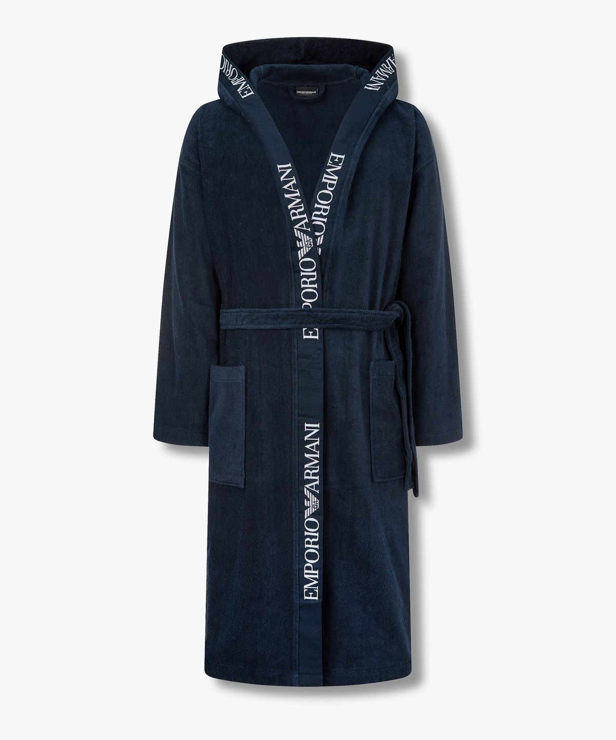 엠포리오 아르마니 언더웨어(EMPORIO ARMANI UNDERWEAR) 남성 로고 트림 후디드 베스보르_네이비 0816341001