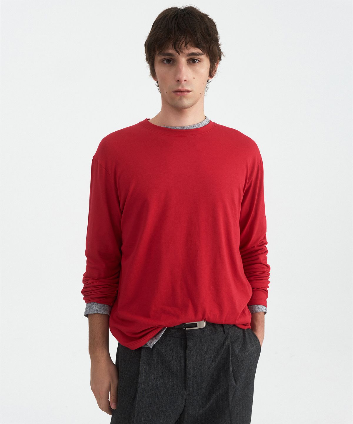 윈더(WINDER) MODAL BLEND JERSEY TOP - RED