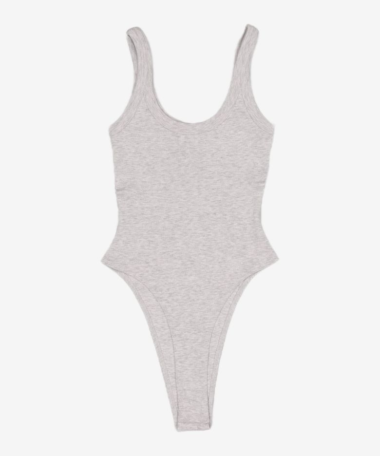 G SCOOP NECK BODYSUIT (WHITE MELANGE) S