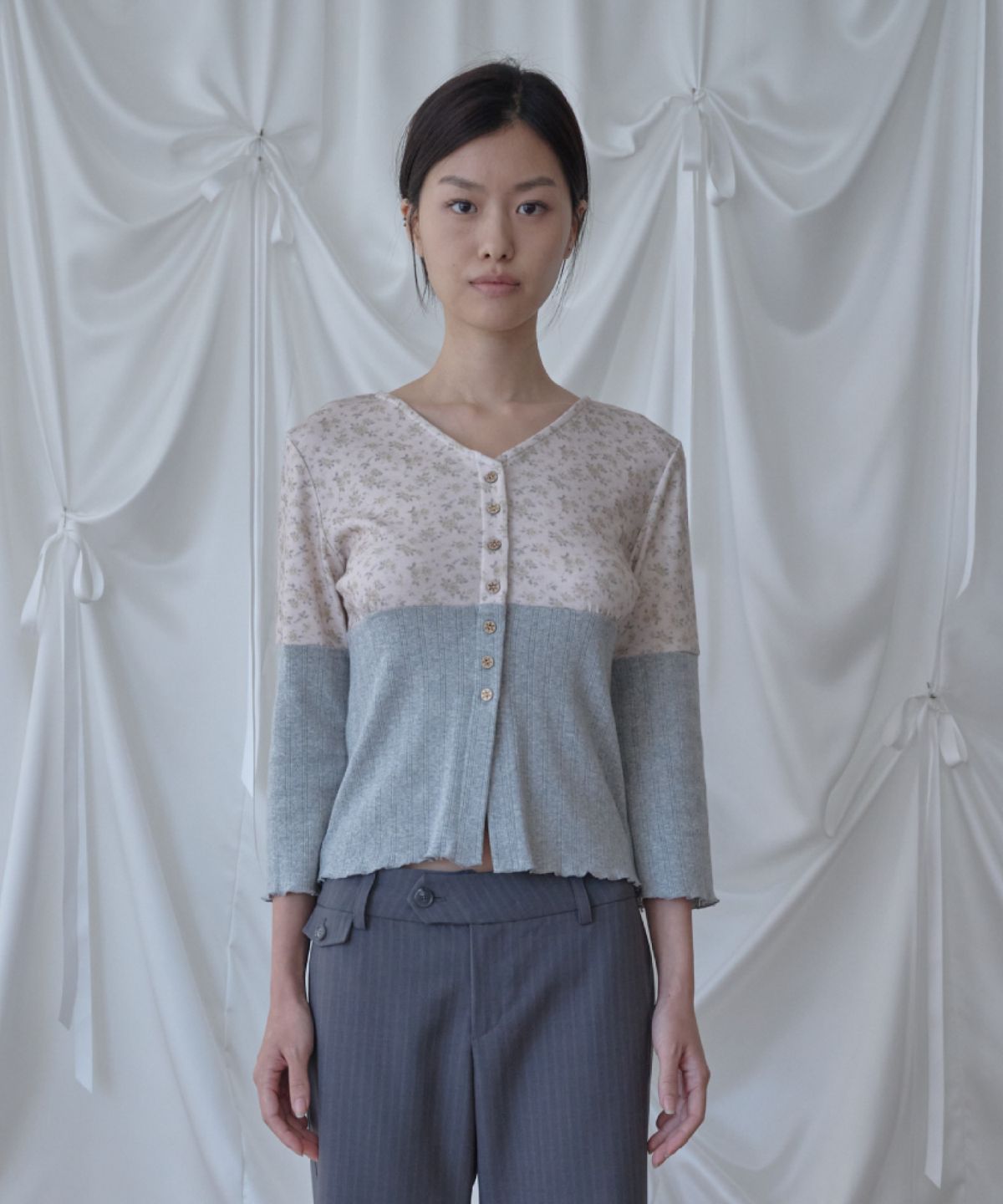 피브스피브스(PEEVES PEEVES) Underbust Seam Cardigan / Pink