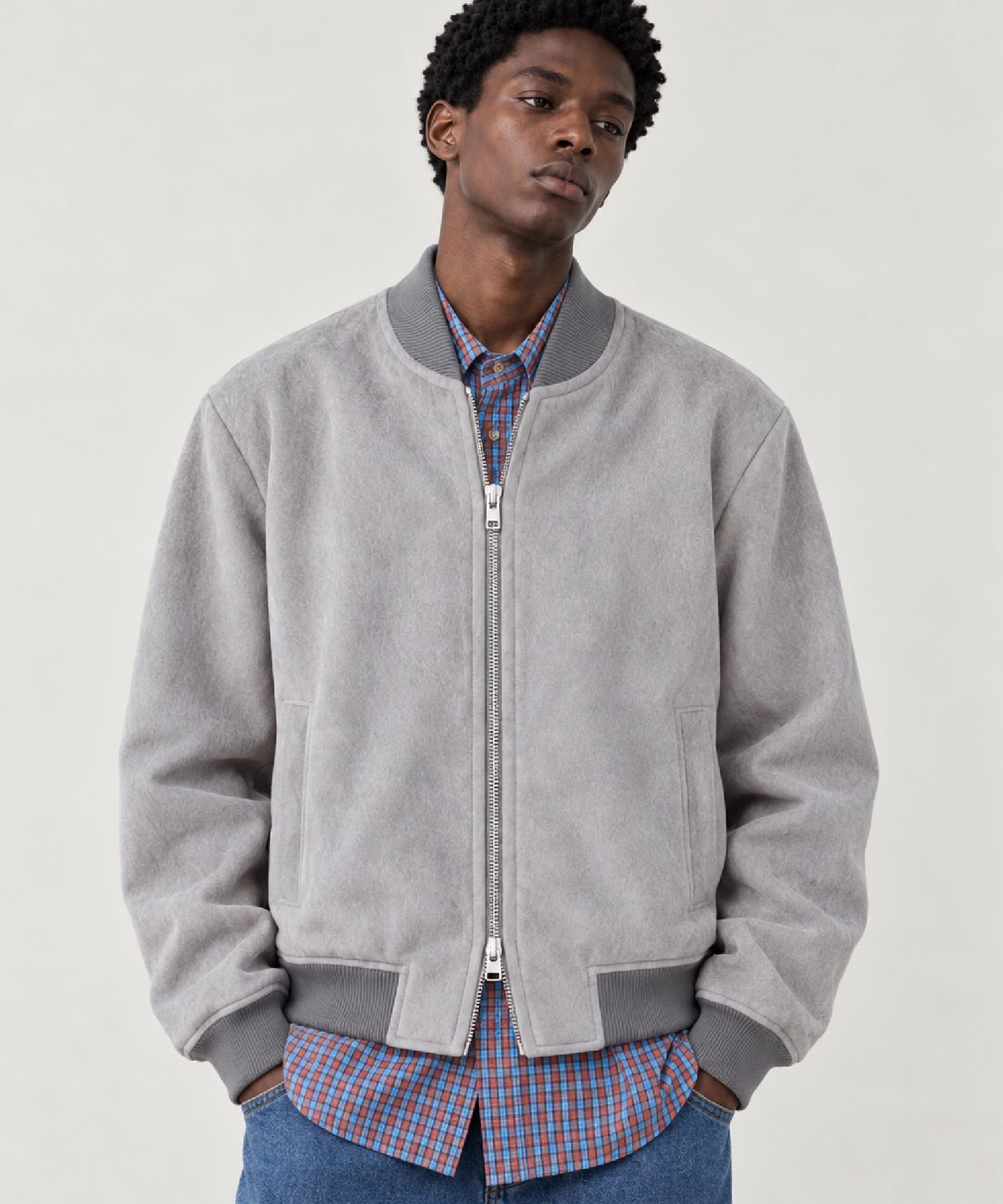 른넷(LEUNNET) 마엘 스웨이드 블루종 (Mael Suede Blouson) / Light Gray