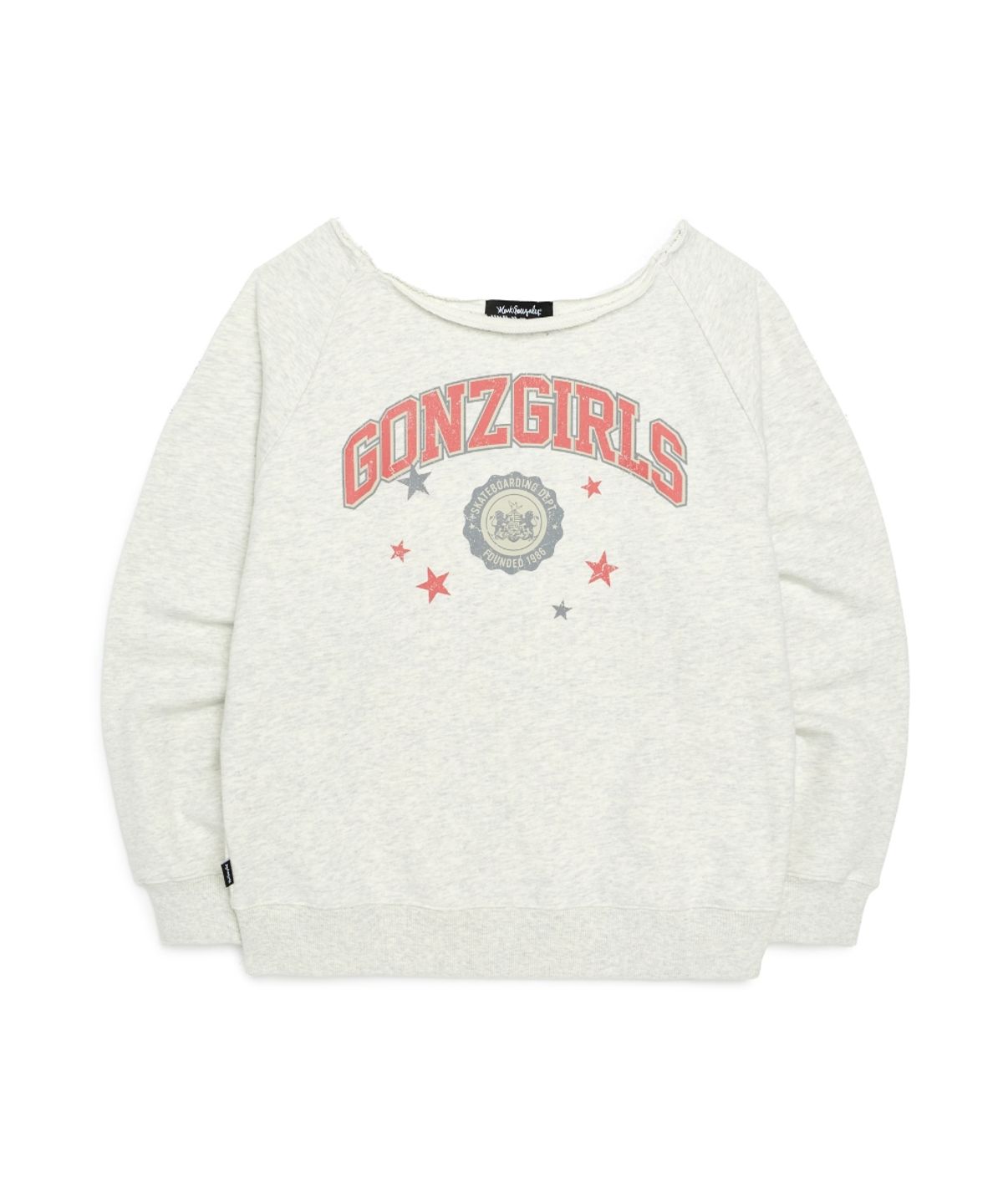 마크곤잘레스(MARK GONZALES) GONZ GIRLS 오프숄더 그래픽 스웨트 셔츠 - OATMEAL