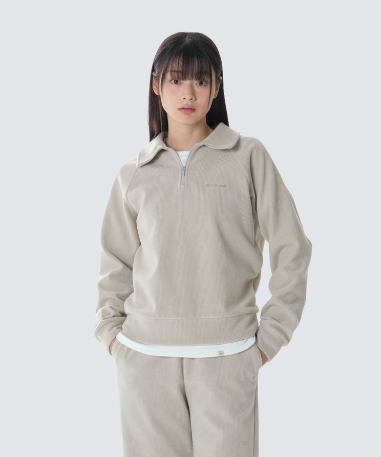 코듀로이 여성 반집업 맨투맨 (S26WWFZT71) Light Beige