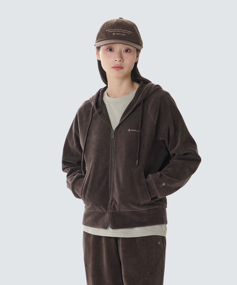 코듀로이 여성 세미크롭 후드 집업 (S26WWFFJ73) Choco Brown