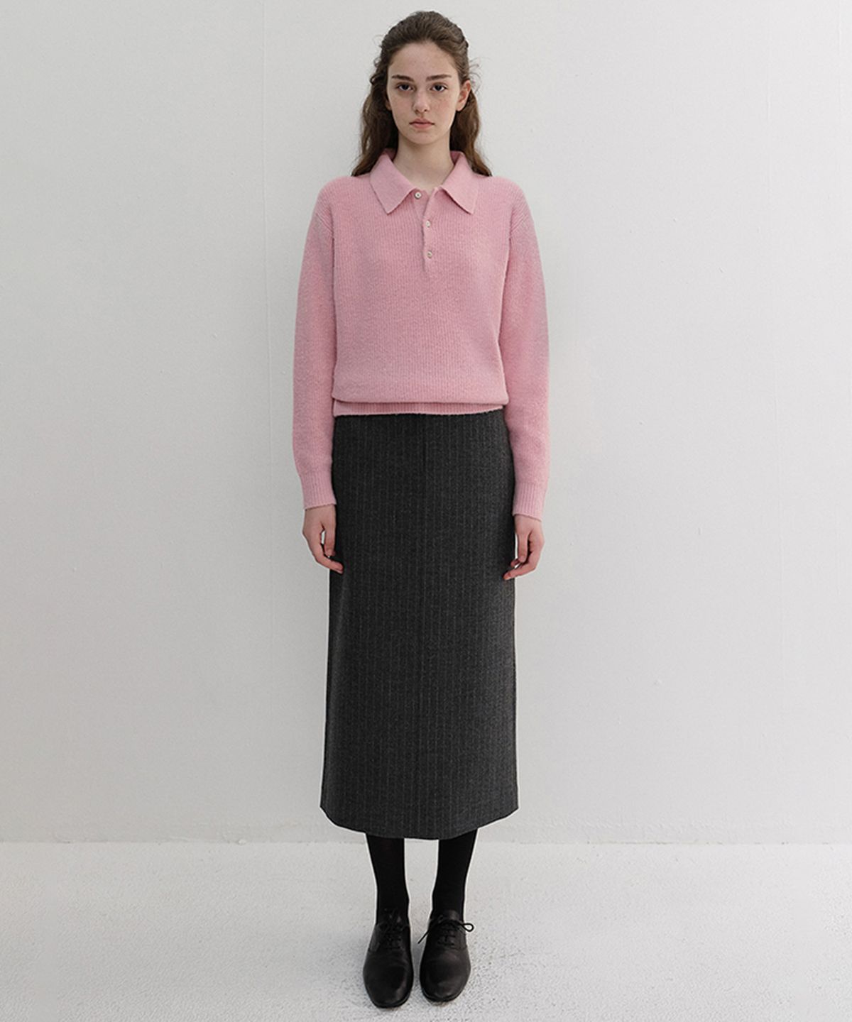던스트(DUNST) H-LINE LONG SKIRT_UDSK6D223_GREY STRIPE