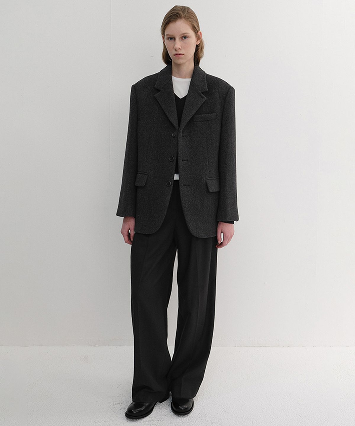 던스트(DUNST) WINTER FLANNEL SLACKS_UDPA6D221_BLACK