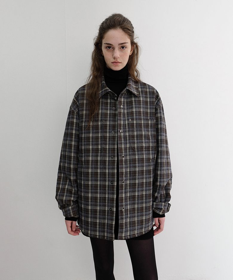 UNISEX QUILTED FLANNEL SHIRT_UDJU6D128_BROWN CHECK