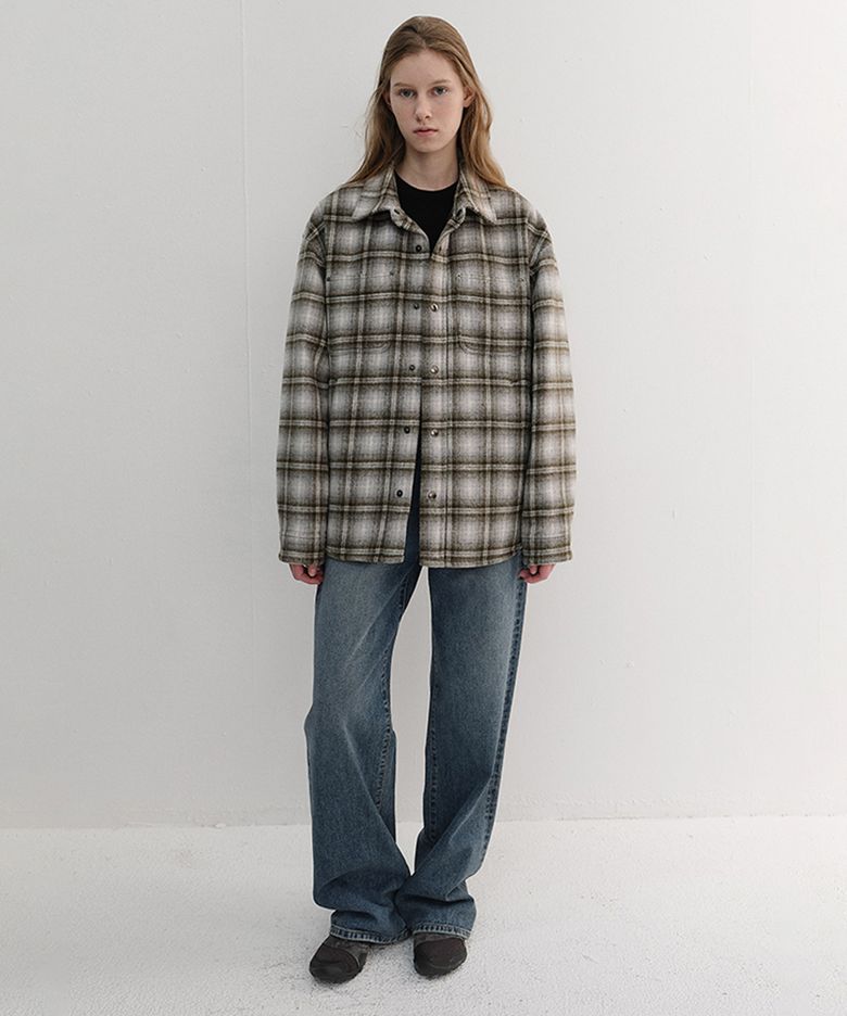 UNISEX QUILTED FLANNEL SHIRT_UDJU6D128_KHAKI CHECK