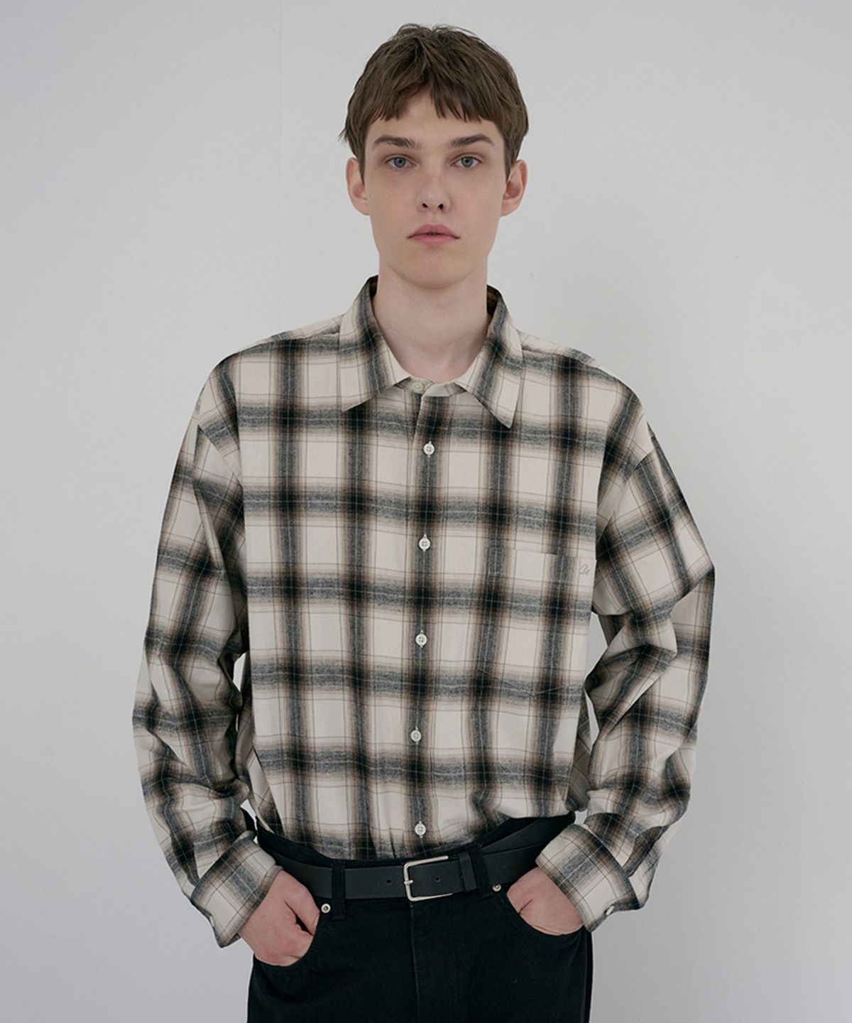 던스트 포 맨(DUNST FOR MEN) UNISEX WINTER FLANNEL CHECKED SHIRT_UDSH6D121_BEIGE