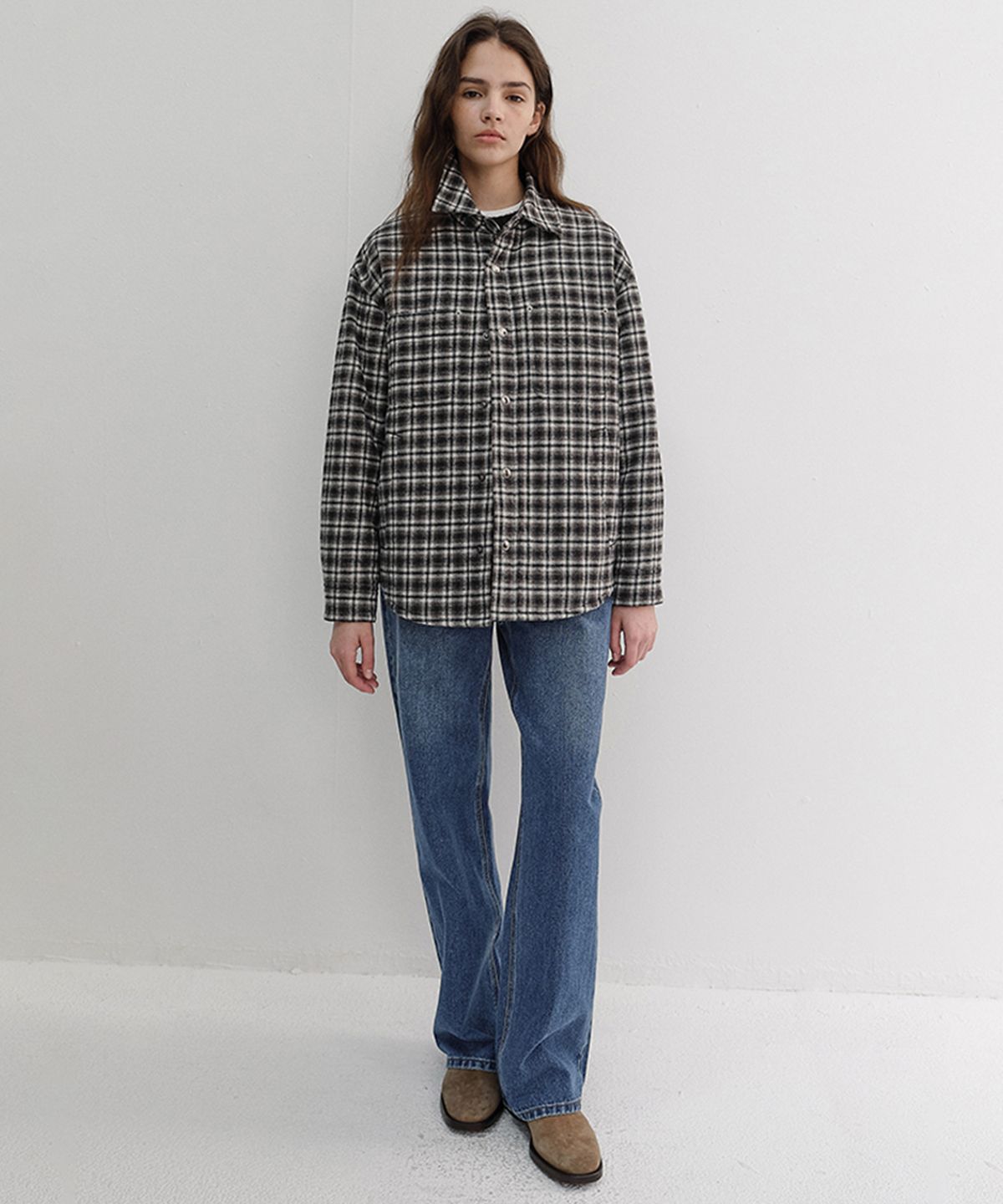 던스트(DUNST) UNISEX QUILTED FLANNEL SHIRT_UDJU6D128_BLACK CHECK