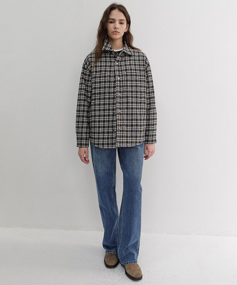 UNISEX QUILTED FLANNEL SHIRT_UDJU6D128_BLACK CHECK