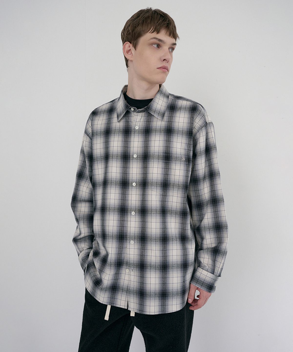 던스트 포 맨(DUNST FOR MEN) UNISEX WINTER FLANNEL CHECKED SHIRT_UDSH6D121_BLACK