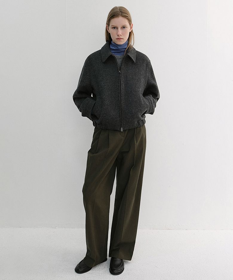 UNISEX COLLARED WOOL BLOUSON_UDJU6D126_CHARCOAL GREY