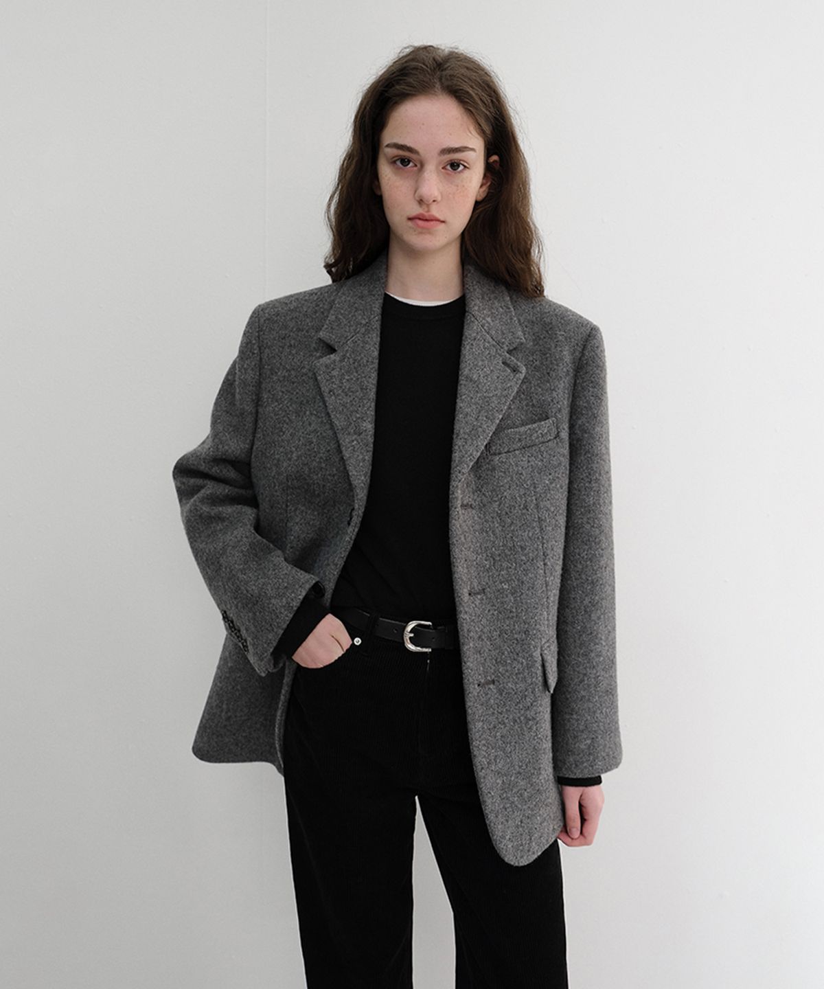 던스트(DUNST) UNISEX 2-WAY 3 BUTTON BLAZER_UDJA6D122_GREY