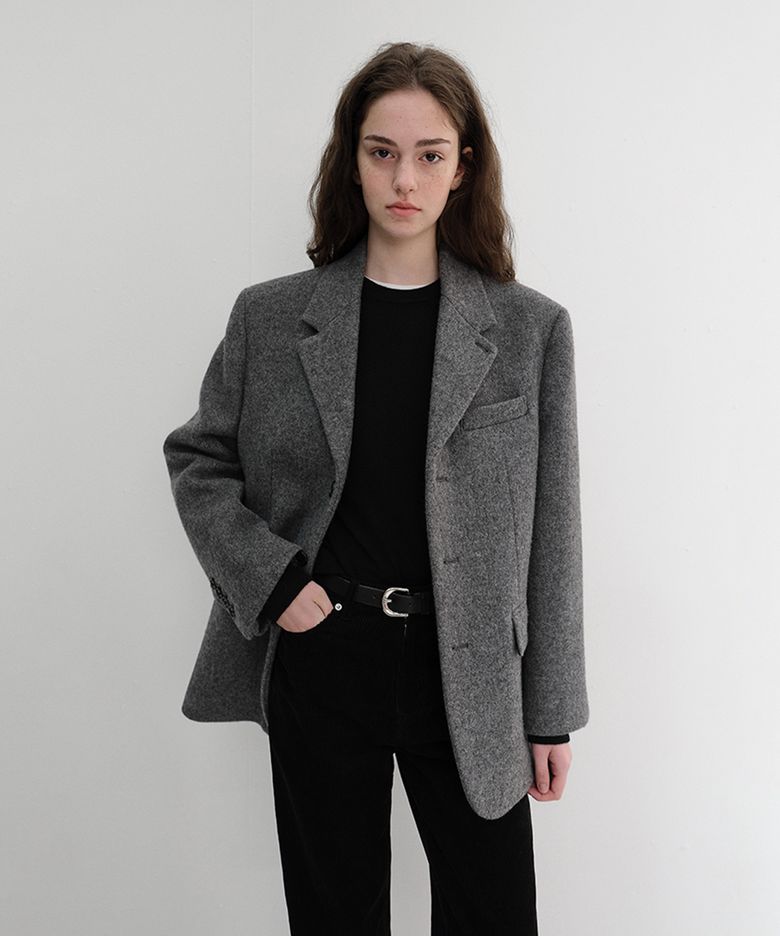 UNISEX 2-WAY 3 BUTTON BLAZER_UDJA6D122_GREY