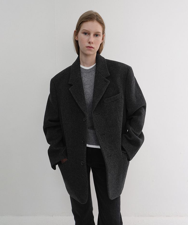 UNISEX 2-WAY 3 BUTTON BLAZER_UDJA6D122_CHARCOAL GREY