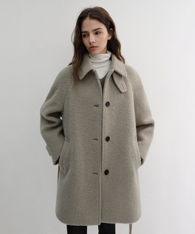 BELTED HALF COAT_UDCO6D222_GREYISH BEIGE