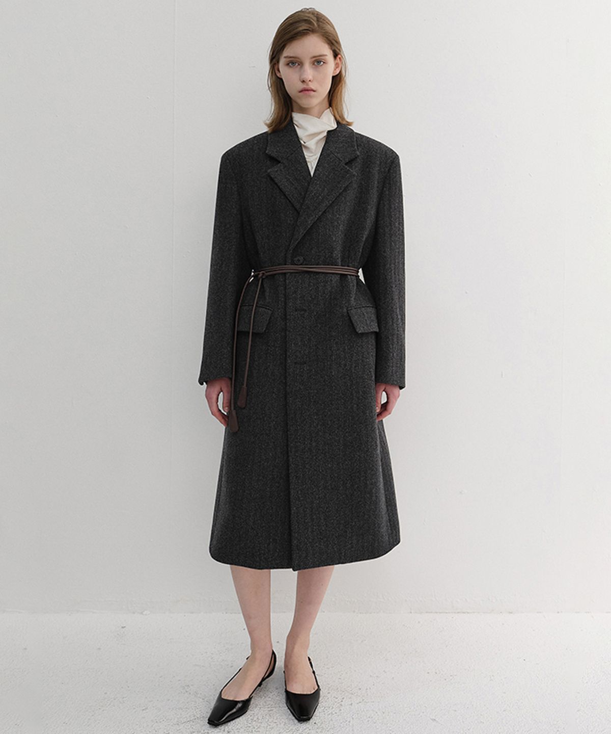 던스트(DUNST) UNISEX BOXY TAILORED COAT_UDCO6D124_GREY HERRINGBONE