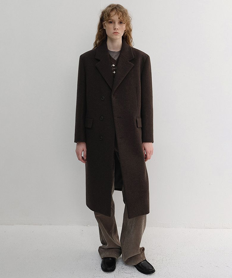 UNISEX BOXY TAILORED COAT_UDCO6D124_DEEP BROWN