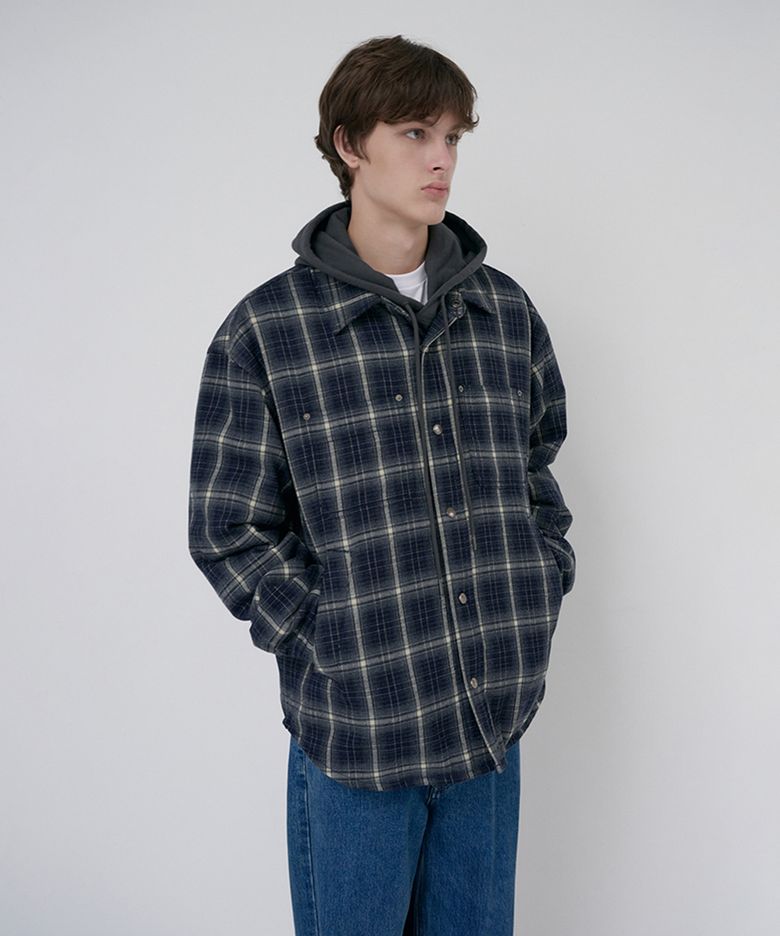 UNISEX QUILTED FLANNEL SHIRT_UDJU6D128_NAVY CHECK