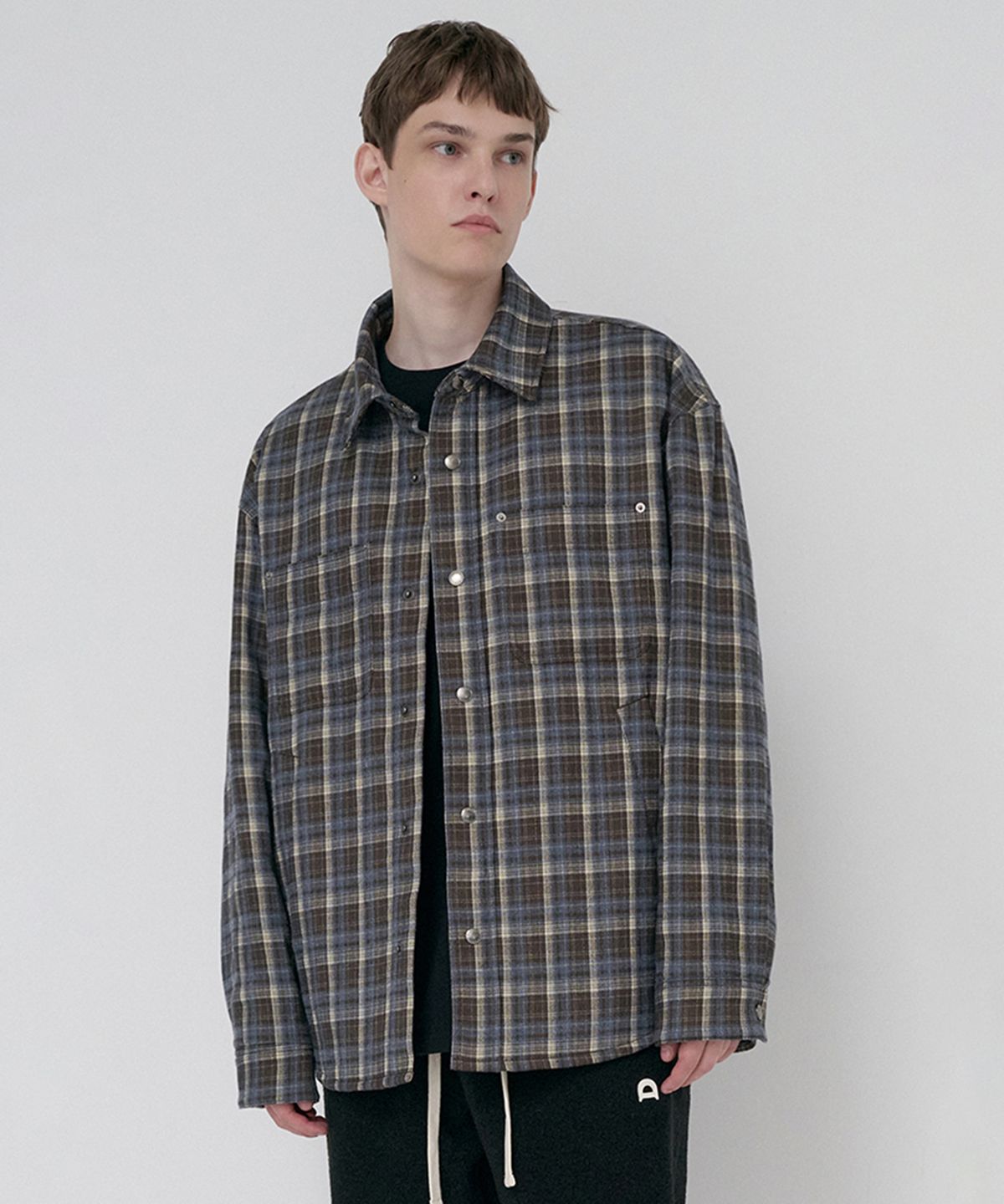 던스트 포 맨(DUNST FOR MEN) UNISEX QUILTED FLANNEL SHIRT_UDJU6D128_BROWN CHECK